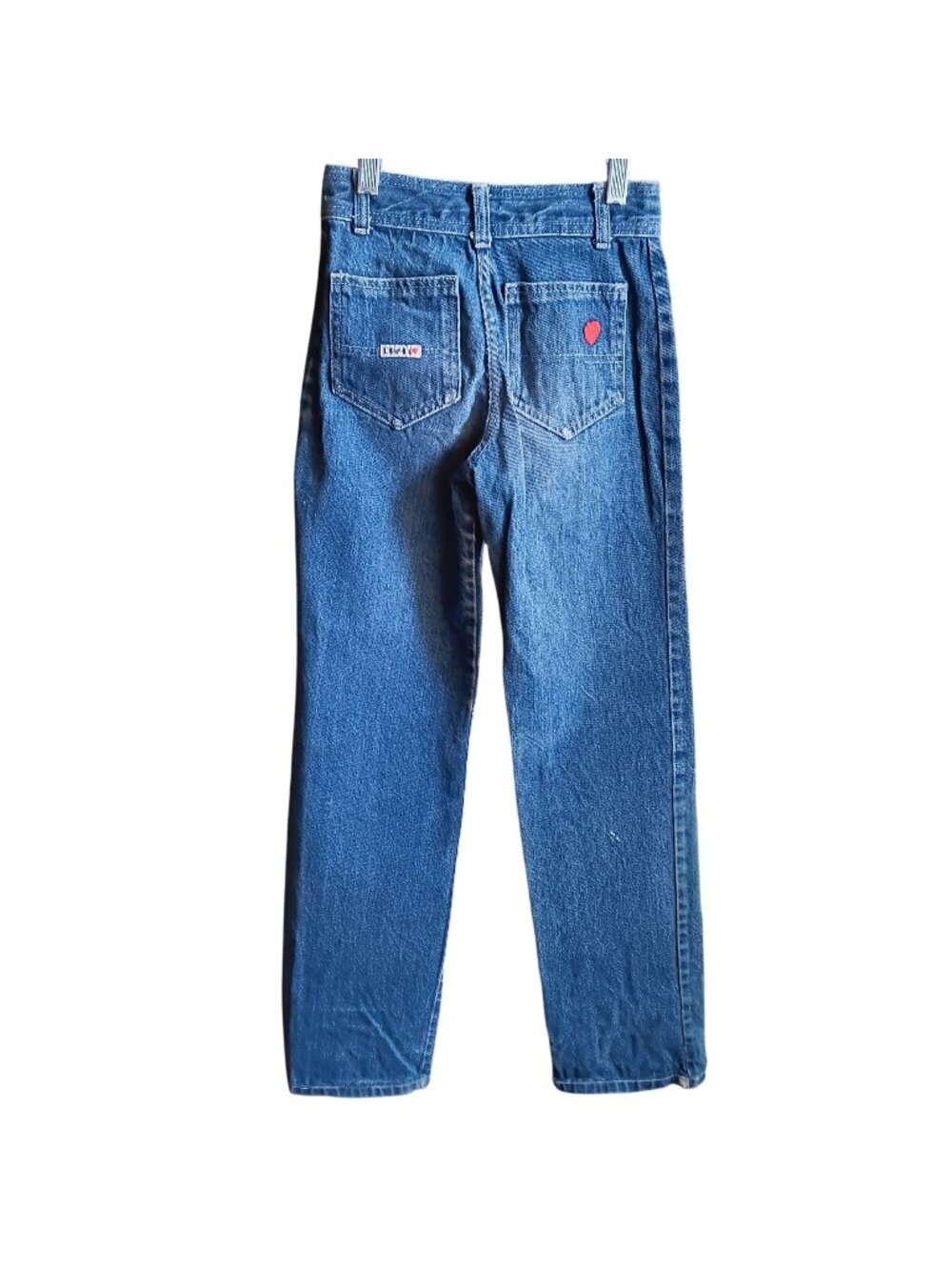 12 Slim Girls Jeans True Vintage Luv-It Denim Straight-Leg Heart Patch Distress